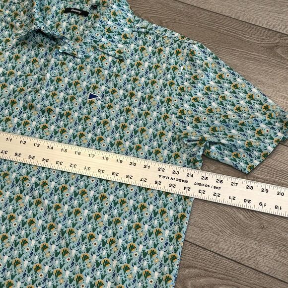 Breezy Golf Polo Men's XL Green Performance Cactus All Over Print Graphic Preppy - Picture 5 of 7